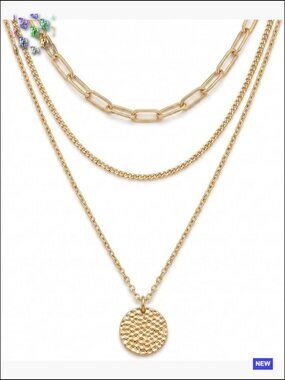 Dainty Layered Pendant Necklace Set Stackable Gold Plated Women Jewelry Gift